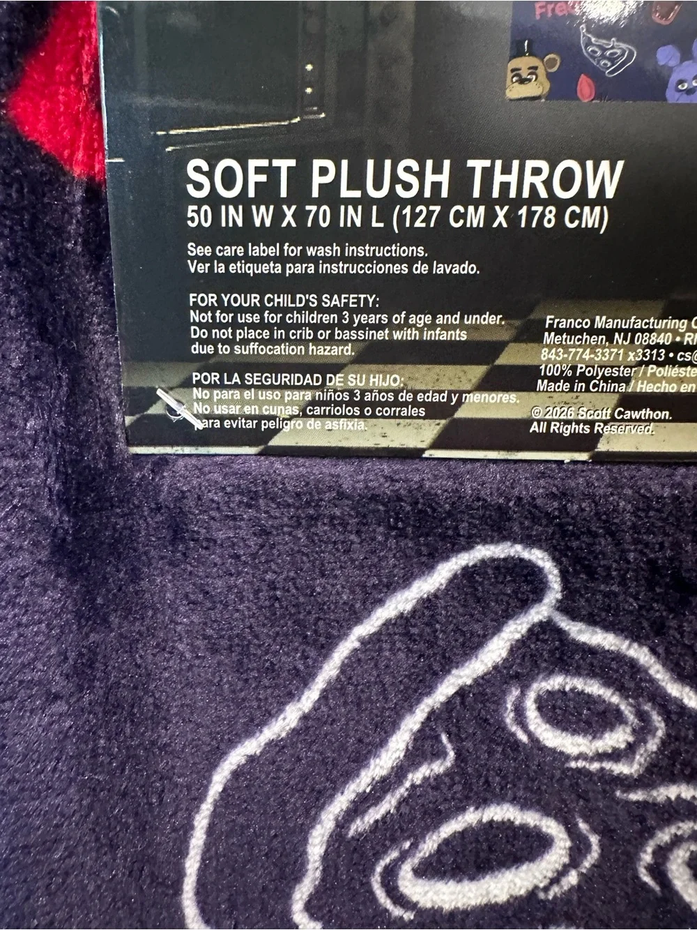 Five Nights at Freddy's Soft Plush Throw Blanket